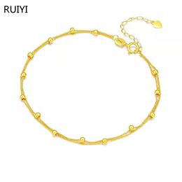 Bangles RUIYI Real 18K Gold Jewellery Bracelet Solid AU750 Adjustable Chopin Chain for Women Fine Jewelry Wedding Gift