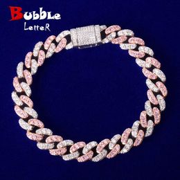 Bangle 10mm Pink Miami Cuban Link Bracelet Bling Women Jewelry AAAA Zircon Charm Hip Hop Chain