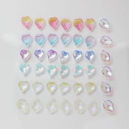 Crystal New style 50pcs/lot Colour printing cartoon hearts/leaves shape glass beads diy Jewellery earring/bracelet pendants accessory