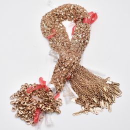 Polish Rose Gold Colour Stainless Steel Lip Water Wave Chains Necklaces DIY Jewellery 45cm Chains Suit Wholesale Bulk Sale Accessories