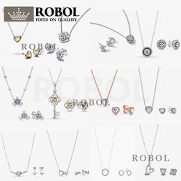 Necklaces High Quality Original 925 Sterling Silver Necklace Earring Set Fashion Elegant Jewelry Woman Jewelry Gift Free Shipping