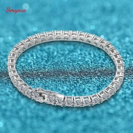 Bangles Smyoue 4/3mm Full High Carbon Diamond Tennis Bracelet 925 Sterling Silver Sparkling Created Moissanite Gemstone Bangle Jewelry