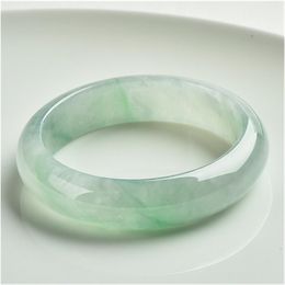 Bangle Natural Myanmar Jadeite Ice Green Bracelet Elegant Princess Jewellery Emerald Handcarved Bangles