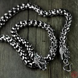 Necklaces S925 Sterling Silver Charm Necklace 2021 Popular Domineering Dragon Double Heads ScaleChain Pure Argentum Neck Jewellery for Men