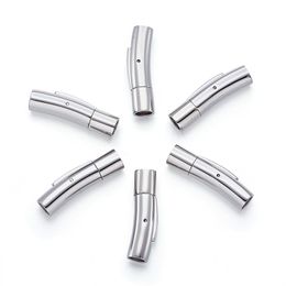 Polish 10 sets Column 304 Stainless Steel Bayonet Clasps Mixed Style For DIY Jewellery Making Necklaces Bracelets Handicrafts Supplies