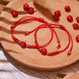 Chain Est Arrival Womens Lucky Knot Bracelet Bead Red Black String Bracelets Bangles Men Handmade Accessories Lovers Gift Jewellery Dr Dhgvb