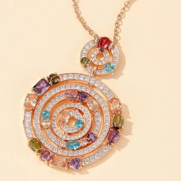 Necklaces Luxury Fashion Fortune Round Necklace Women's Inlaid Coloured Stone Noble Party Brand Jewellery Hot Selling Exquisite Fairy 2022New