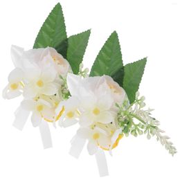 Decorative Flowers 2pcs Wedding Groom Corsages Floral Boutonnieres Boutonniere For Men Women