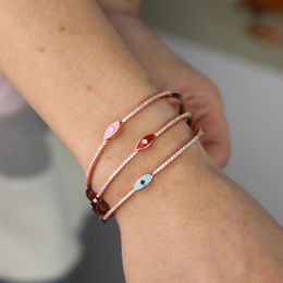 Bangles Boho Bohemia Lucky Turkish evil eye Jewellery fashion women Rose gold blue pink red enamel evil eye bangle bracelet