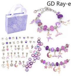 Bangle Fashion DIY Handmade Christmas Jewelry Children's Toy Making Kit Charm Bracelet Necklaces Present Alloy Beads Creative Set Gift