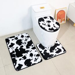 Bath Mats Cow Milk Printed Bathroom Mat 3PCS Set Toilet U Type Anti-slip Absorbent Foot Seat Covers Rug Home Decoration
