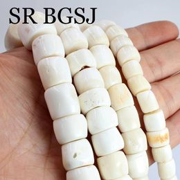 Crystal Free Shipping Rondelle Column Natural Large Big White Coral Jewellery Necklace Bracelets DIY Making Loose Beads 15"