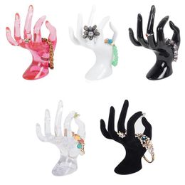 Boxes Plastic Mannequin Hand Finger Ring Bracelet Bangle Jewelry Display Stand Holder White Transparent Black Pink 17cm*8cm
