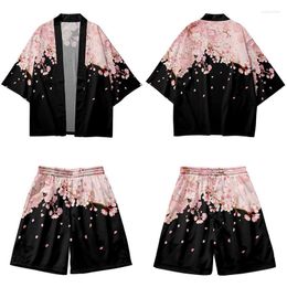 Ethnic Clothing Two-piece Suit Japanese Cardigan Women Men Cosplay Yukata Harajuku Retro Samurai Kimono Shorts Pants Sets