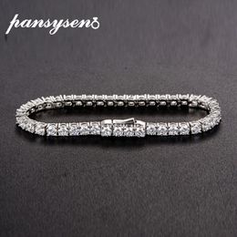 Bangle PANSYSEN 100% 925 Silver Bracelets Simulated Moissanite Diamond Tennis Bracelet Bangle for Women Men Bridal Wedding Fine Jewelry