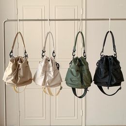 Duffel Bags Nylon Women Bag Shoulder Korean Style Drawstring Bucket Casual Travel Tote High-capacity Crossbody