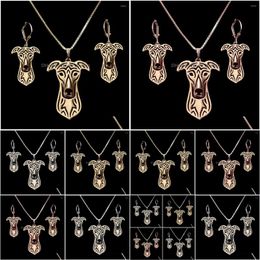 Earrings Necklace Set Womens Alloy Greyhound Jewellery Lovers Pet Dog Drop Delivery Sets Dhgarden Dhahb