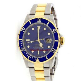 Christmas gift Mens watch BLUE SUB 16613 STEEL 18K YELLOW GOLD TWO TONE206S