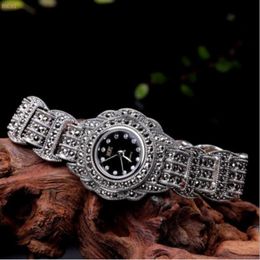 Bangles Bocai 100% S925 Sterling Silver Bracelet Thai Hand Chain Jewelry Quartz Watch Pure Argentum Watchband for Men and Women