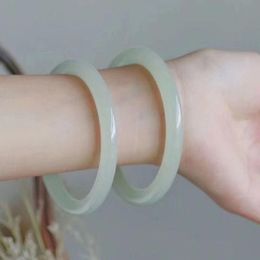 Bangle Natural Hetian Jade Bangle Handmade Jade Jewelry Elegant Women's Cuff Bracelet Party Wedding Jewelry Gift