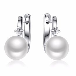 Huggie Sinya Natural Pearls earrings for women lady in 925 sterling silver fine jewelry pearls color optional dia 88.5mm hot sale