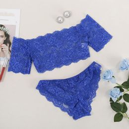Women's Sleepwear Chemise Lingerie For Women Sleeve Lace Set Short Underpants Sexy Sheer Bras Front ClosureWomen's