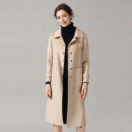 Women's Wool & Blends 2023 Fashion Coat Female Long Sided Alpaca Cashmere Coats Women Autumn Winter Jacket Casaco Feminino YJR9076