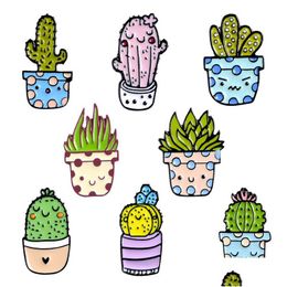 Pins Brooches Cute Alloy Plant 8 Styles Potted Enamel Pins Custom Cactus Aloe Shirt Bag Catoon Badge Natural Jewellery Gift Kids Frie Dhese