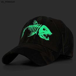 Ball Caps Luminous Embroidery Fish Fishing Men Baseball Cap Camouflage Hunting Mens Caps Outdoor Sports Sun Hat Casual Bone Casquette J230520