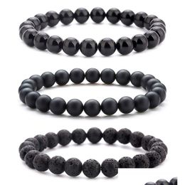 Beaded 8Mm Natural Stone Handmade Strands Beads Bracelets Tiger Eye Matte Bracelet For Women Men Healing Nce Jewellery Wholesale Drop D Dhse6