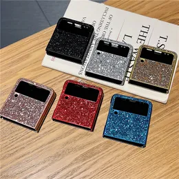 Folding Plating Glitter Vogue Phone Case for Samsung Galaxy Z Fold3 Fold4 Flip3 Flip4 5G Durable Slim Full Protective Soft Bumper Sparkle Leather Shell Shockproof