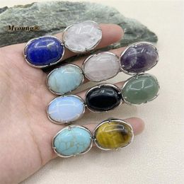 Cluster Rings Large Oval Shape Natural Amazonites Lapis Opal Healing Crystal Amethysts Rose Quartzs Adjustable MY2312