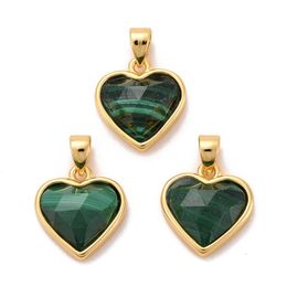 Other 5pcs Heart Natural Malachite Charms Pendants for Bracelet Necklace DIY Jewelry Making Crafts Decor Accessories 12x11.5x5mm