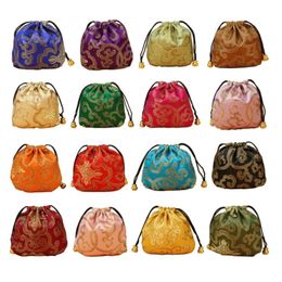 Boxes 20Pcs 11x11cm Silk Bag Drawstring Pouch Mixed Colours Necklace Bracelet Beads Bags Jewellery Packaging Christmas/Wedding Gift Bag