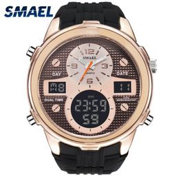 Wristwatches SMAEL Casual Sport Watch Men Quartz Electronic Watches Waterproof Alarm LED Military Digital Wrist For Relogios Reloj