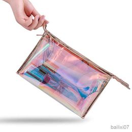 Cosmetic Bags Cases Laser Clear Cosmetic Bag Women Makeup Case Transparent Beauty Organizer Pouch Female Jelly Lipstick Bag Lady Make Up Pouch