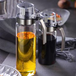 Storage Bottles & Jars Stainless Steel Olive Oil Dispenser Bottle And Vinegar Lead-Free Glass Kitchen Salad Dressing Container