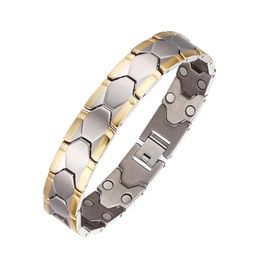 Bracelets Moocare Fashion Simple Classic Gold Inlaid High Energy Magnet Bio Energy Pure Titanium Bracelet