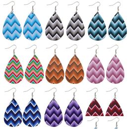 Dangle Chandelier Est Fashion Water Ripple Pu Leather Earring For Women Girl Light Weight Teardrop Waterdrop Earrings Party Good D Dhitq