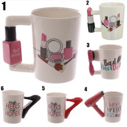 Tumblers Creative Ceramic Mugs Girl Tools Beauty Kit Specials Nail Polish Handle Tea Coffee Cup Personalised For Women Gift 230520