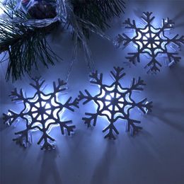 Strings Christmas Lights Snowflake String Battery Operated Waterproof Fairy For Bedroom Patio Room Garden Party Home XmasLED LED