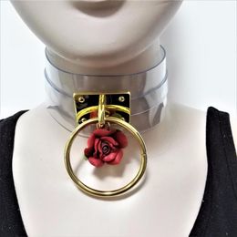 Torques New Fashion Sexy Harajuku Leather Punk Choker Necklace Flower ORound Rivets Collar handmade goth torque hot rock