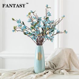 Decorative Flowers & Wreaths 84cm Silk Magnolia Artificial Flower Bouquet Fake Orchid Floral Branch Simulated Fabric For Bedroom Wedding Dec