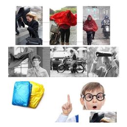 Raincoats 6000Pcs Disposable Pe Raincoat Adt Onetime Emergency Waterproof Hood Poncho Travel Cam Must Rain Coat Outdoor Rainwear Dro Dha4G