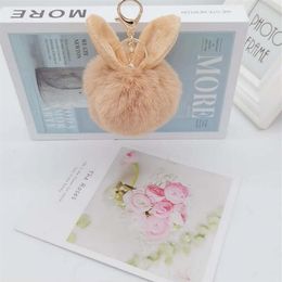 Fox fur rabbit ears plush artificial keychain bag pendant Key Rings170Z