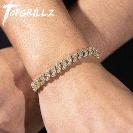 Bracelets TOPGRILLZ New 8mm Fashion Miami Cuban Bracelet Full Iced Out Cubic Zirconia Bracelet Hip Hop Rapper Jewellery Ladies Bracelet Gift