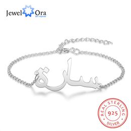 Bangle JewelOra 925 Sterling Silver Customized Arabic Name Bracelets Custom Name Chain Bracelets Personalized Gift for Women