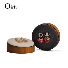 Boxes Oirlv Newly 7cm Diameter Earrings Display Stand Wood Microfiber Jewelry Organizer Holder for Shop