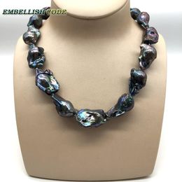 Necklaces Large baroque pearl Irregular statement necklace tissue nucleated flameball black blue natural pearls popular Jewellery elegant