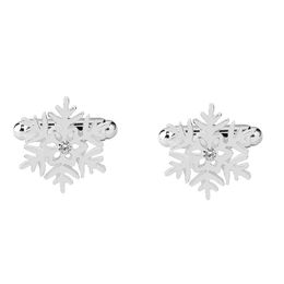 1 Pair Silver Colour Snowflake Cufflinks Men Women Party Shirt Cuff Links Christmas Gift Fashion Tie Clips Jewellery Accessories